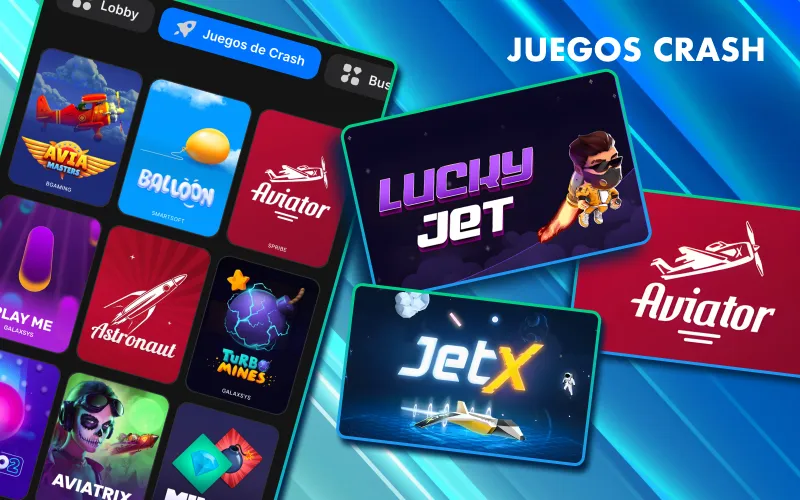 Juegos crash en 1Win como Aviator y Lucky Jet.