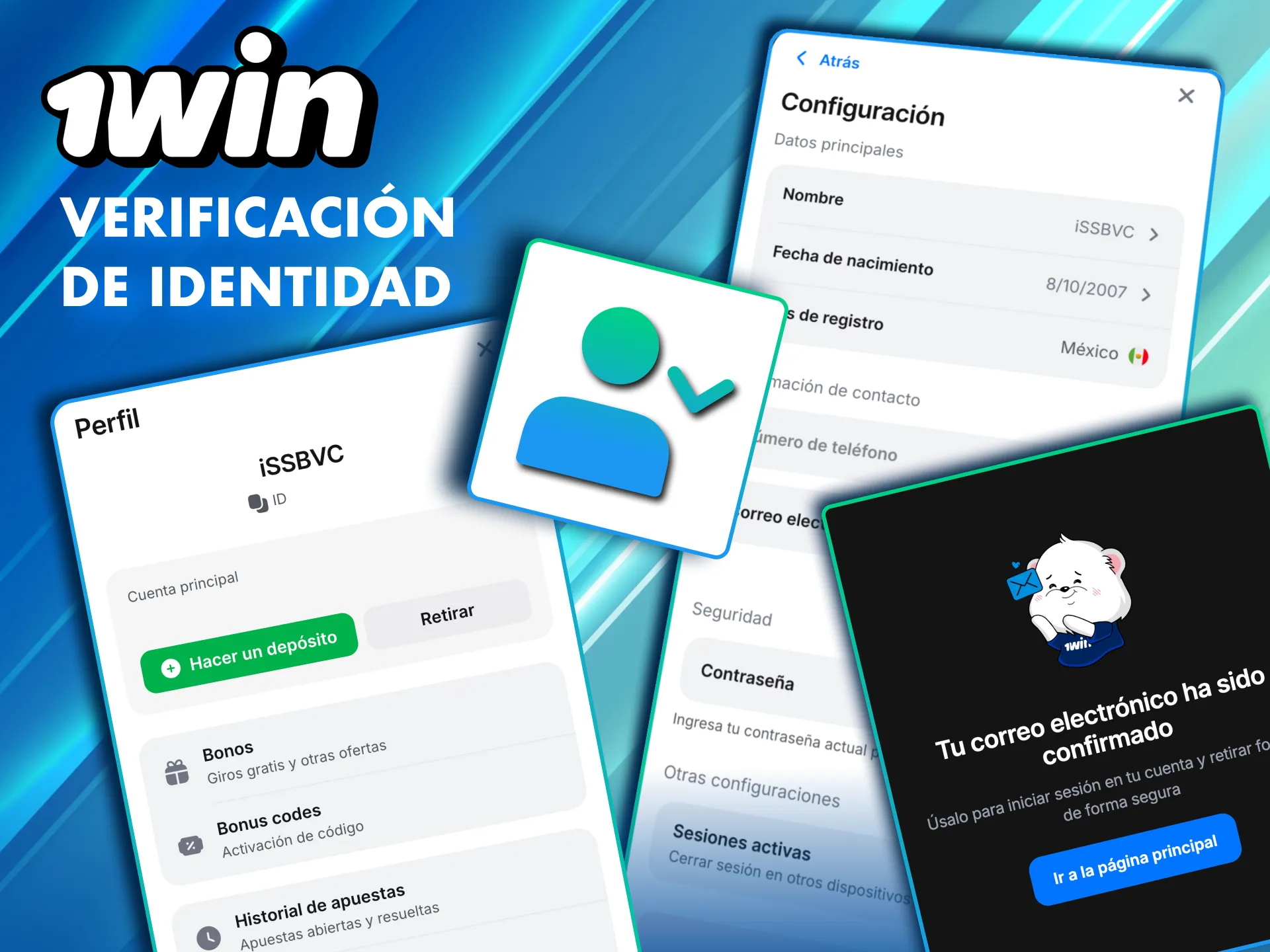 Verificación de identidad en 1Win con documento oficial.