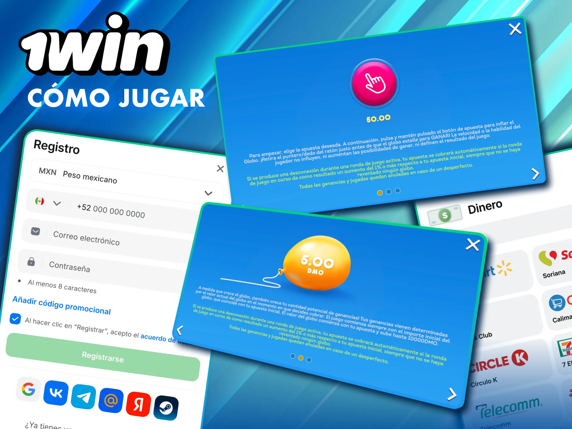 1Win México incluye Balloon con métodos de pago variados y estrategia de retiro.